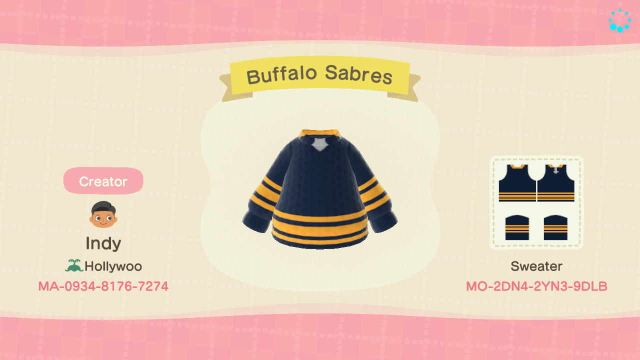 Animal Crossing Design Code: MO-2DN4-2YN3-9DLB Buffalo Sabres