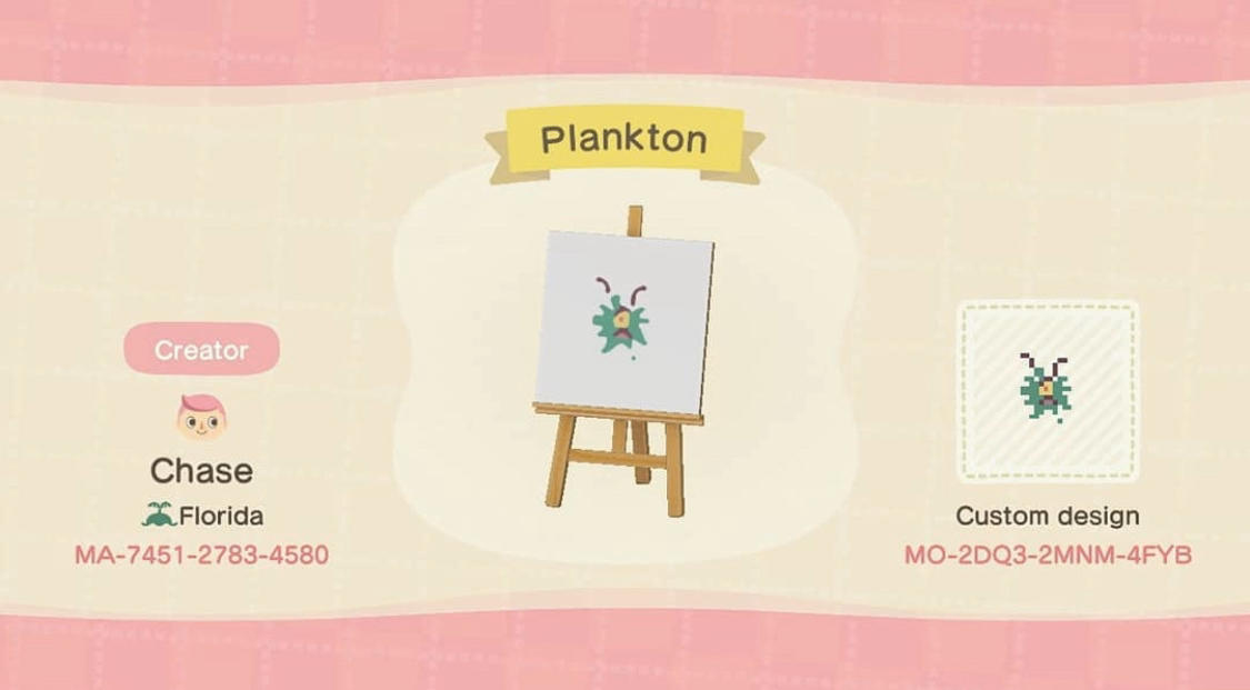 Animal Crossing Design Code: MO-2DQ3-2MNM-4FYB Plankton