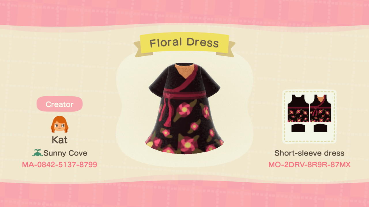 Animal Crossing Design Code: MO-2DRV-8R9R-87MX Floral Dress