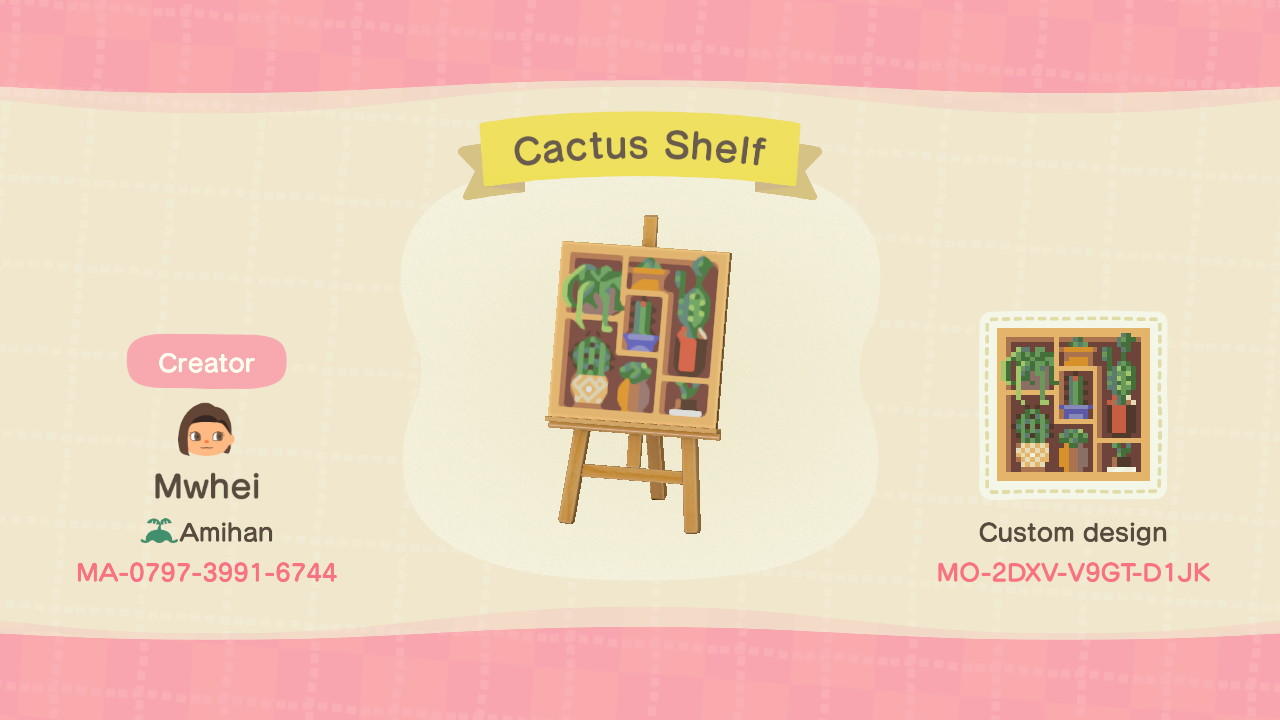 Animal Crossing Design Code: MO-2DXV-V9GT-D1JK Cactus Shelf