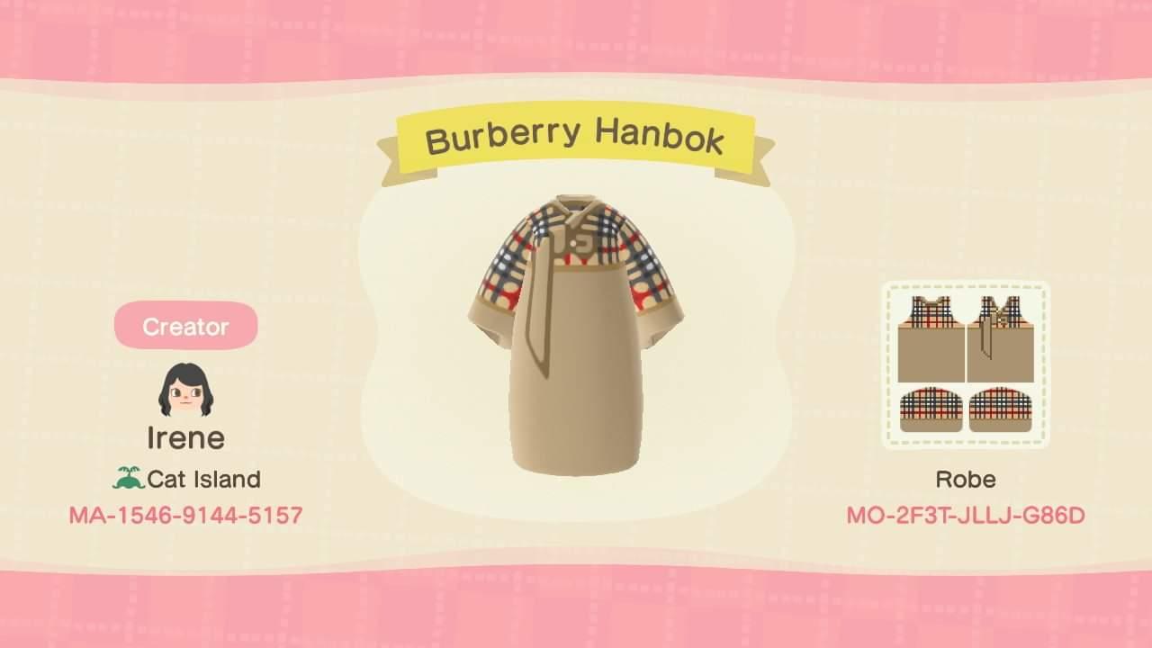 Animal Crossing Design Code: MO-2F3T-JLLJ-G86D burberry hanbok