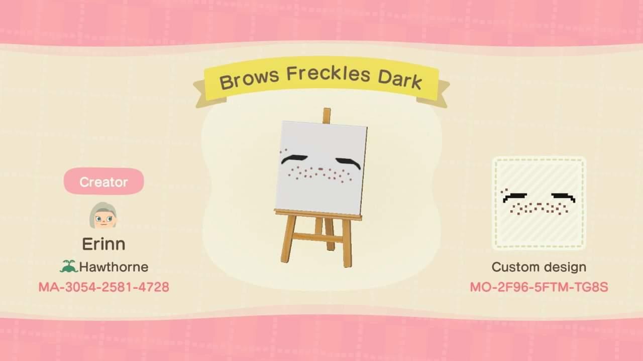 Animal Crossing Design Code: MO-2F96-5FTM-TG8S Brows Freckles DarK