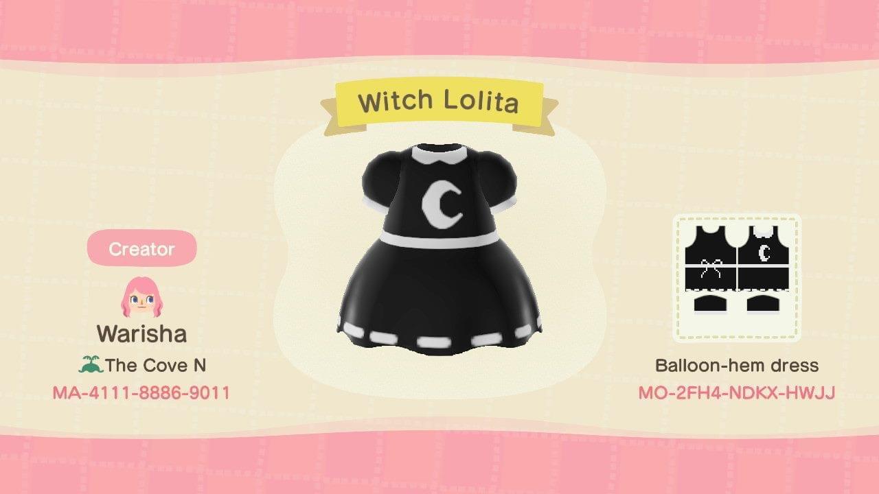 Animal Crossing Design Code: MO-2FH4-NDKX-HWJJ Witch Lolita