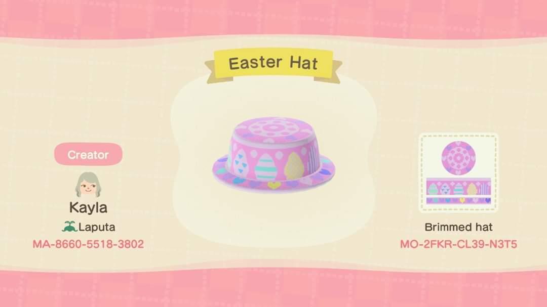 Animal Crossing Design Code: MO-2FKR-CL39-N3T5 Easter Hat