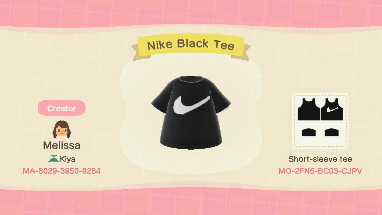 Animal Crossing Design Code: MO-2FN5-BC03-CJPV Nike Black Tee