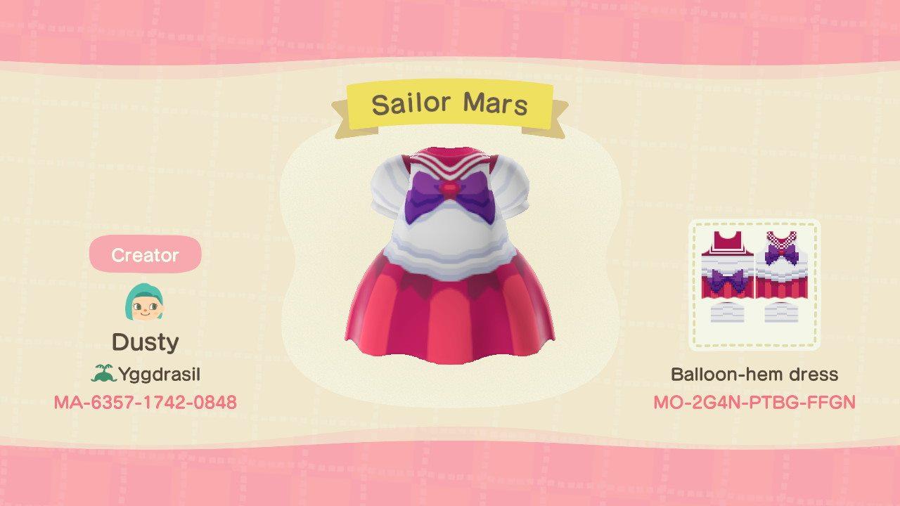 Animal Crossing Design Code: MO-2G4N-PTBG-FFGN Sailor Mars