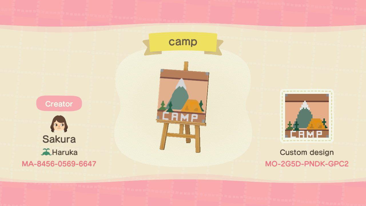 Animal Crossing Design Code: MO-2G5D-PNDK-GPC2 Camp Sign