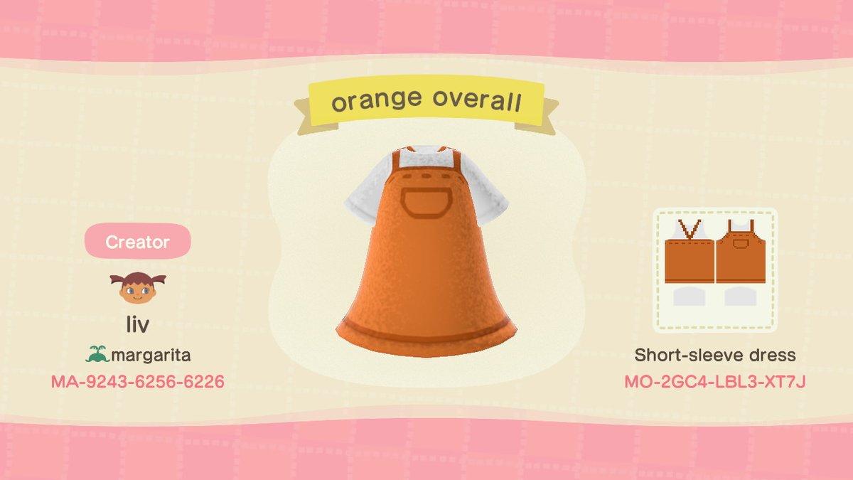 Animal Crossing Design Code: MO-2GC4-LBL3-XT7J Orange Overall