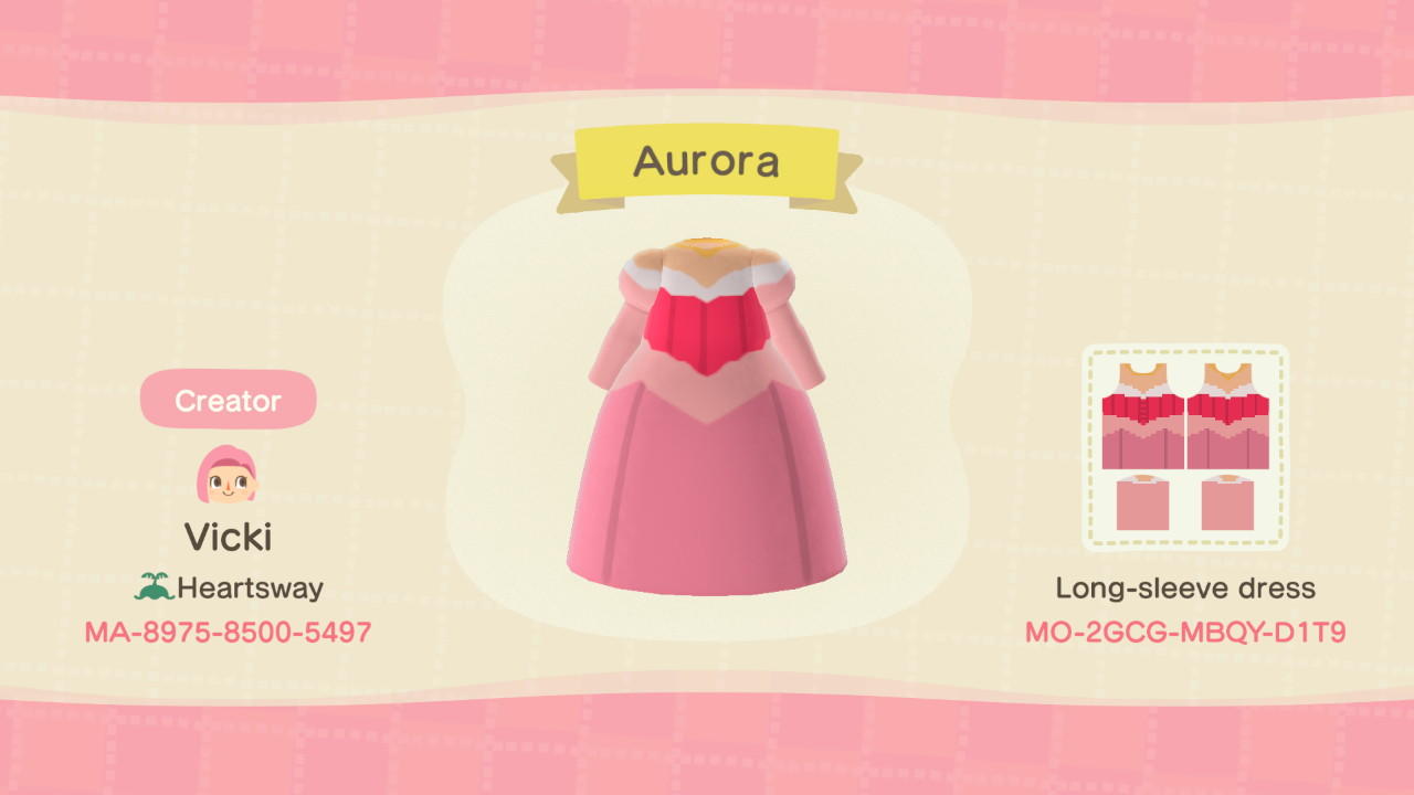 Animal Crossing Design Code: MO-2GCG-MBQY-D1T9 Disney Aurora