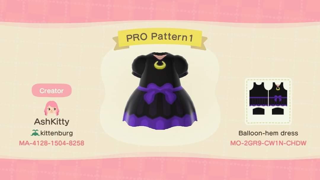 Animal Crossing Design Code: MO-2GR9-CW1N-CHDW Witch dress