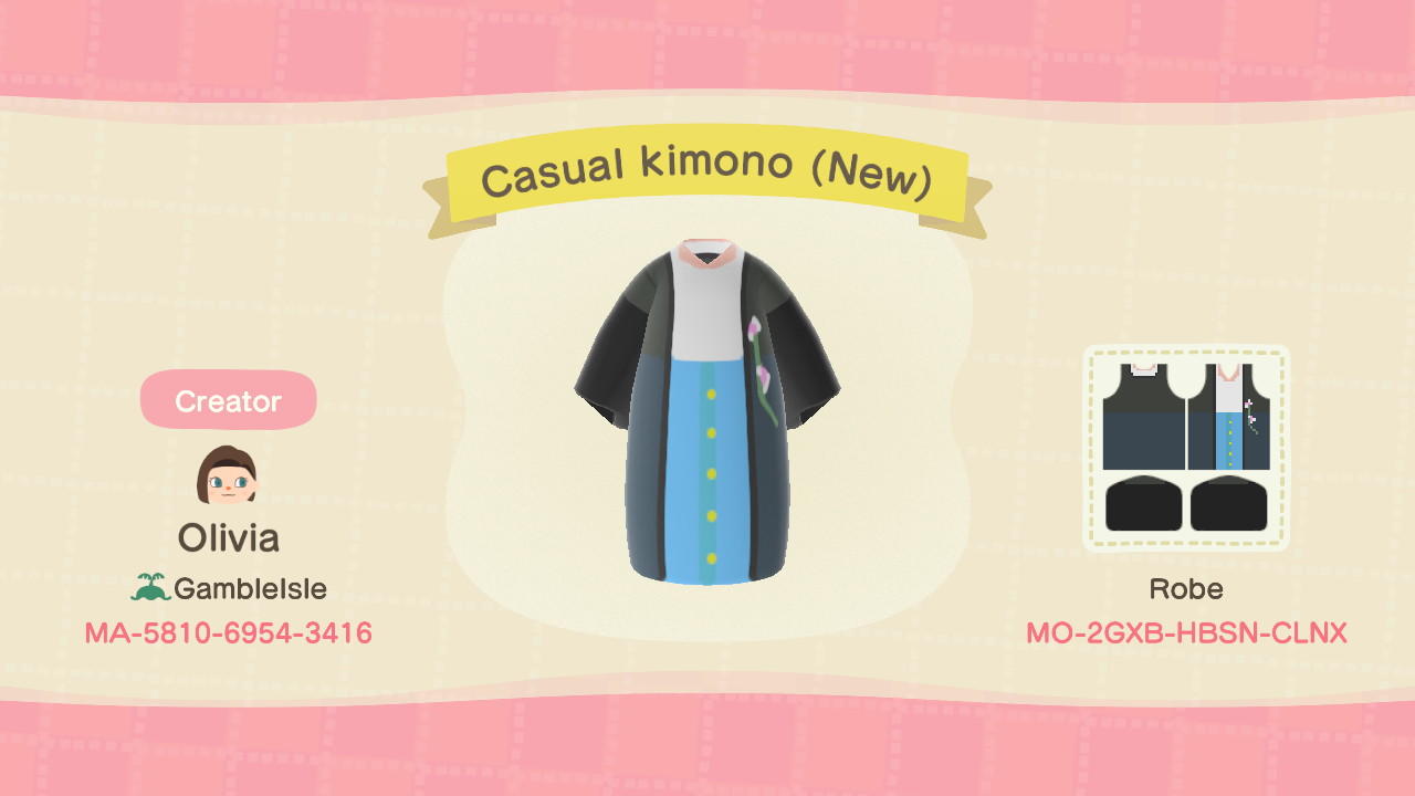 Animal Crossing Design Code: MO-2GXB-HBSN-CLNX Casual kimono (new)