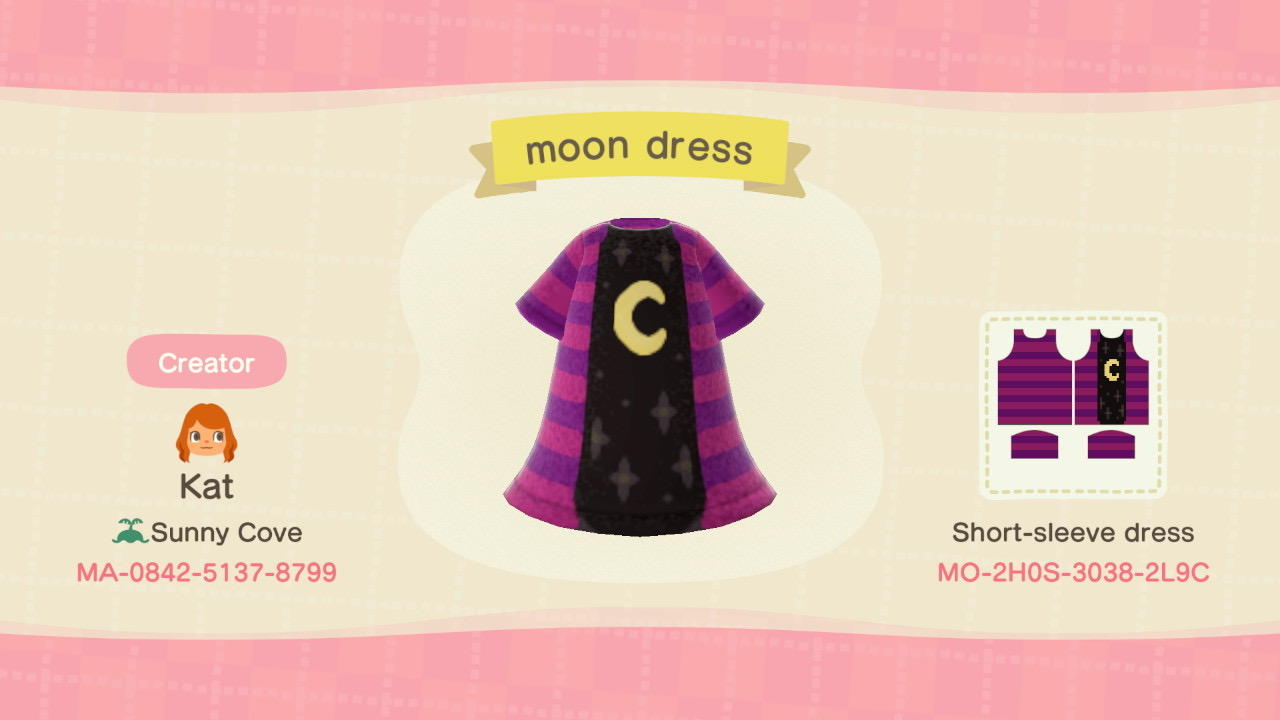 Animal Crossing Design Code: MO-2H0S-3038-2L9C moon dress