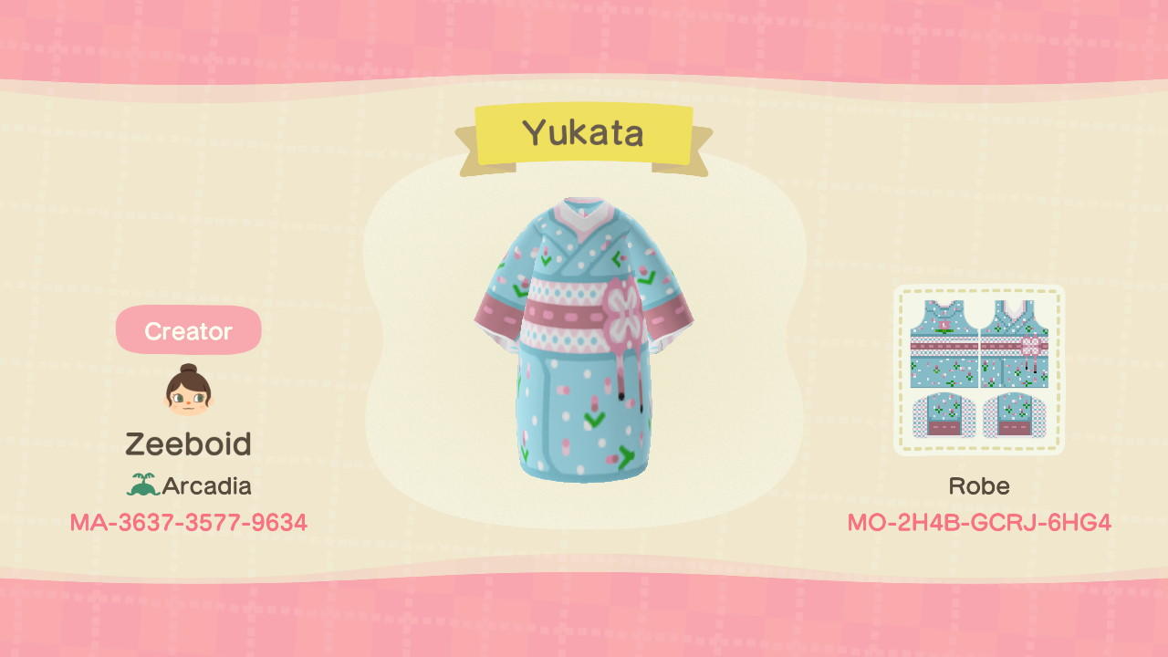 Animal Crossing Design Code: MO-2H4B-GCRJ-6HG4 Yukata