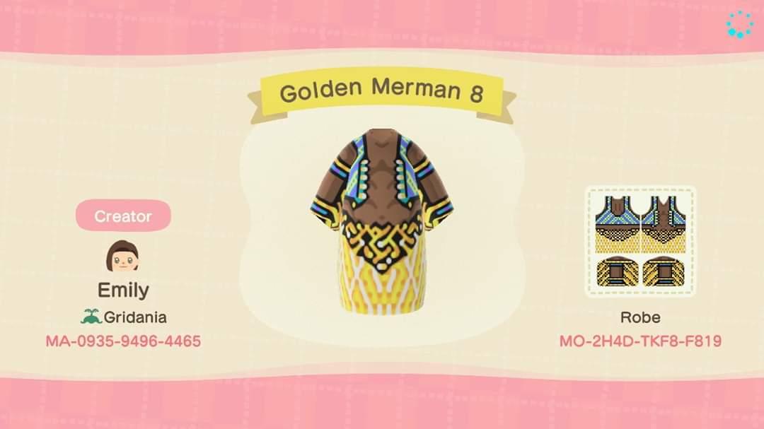 Animal Crossing Design Code: MO-2H5D-TKF8-F819 Golden Merman 8