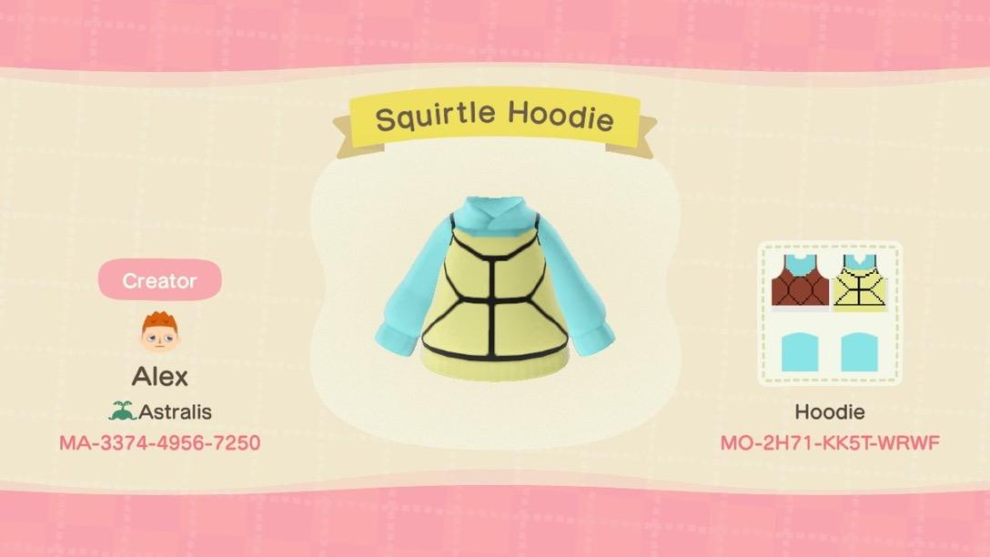 Animal Crossing Design Code: MO-2H71-KK5T-WRWF Squirtle Hoodie