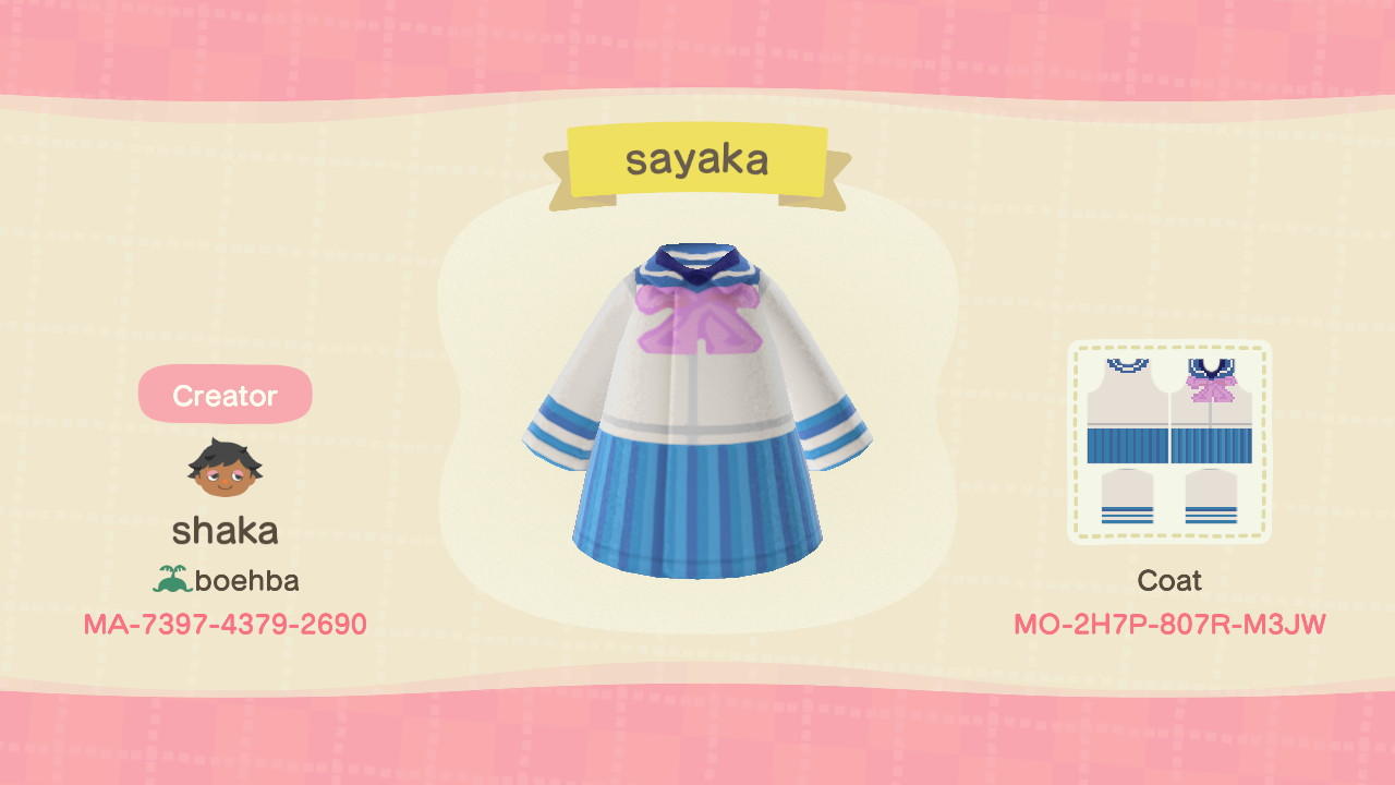 Animal Crossing Design Code: MO-2H7P-807R-M3JW sayaka