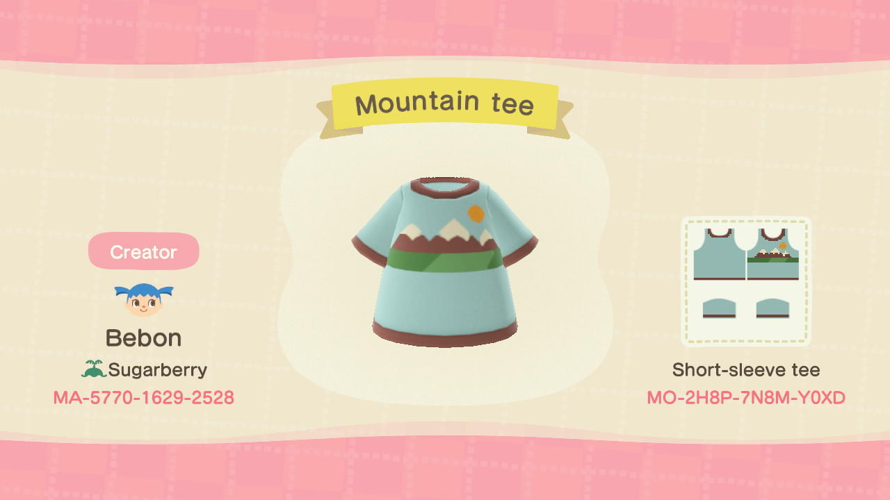 Animal Crossing Design Code: MO-2H8P-7N8M-Y0XD Mountain tee