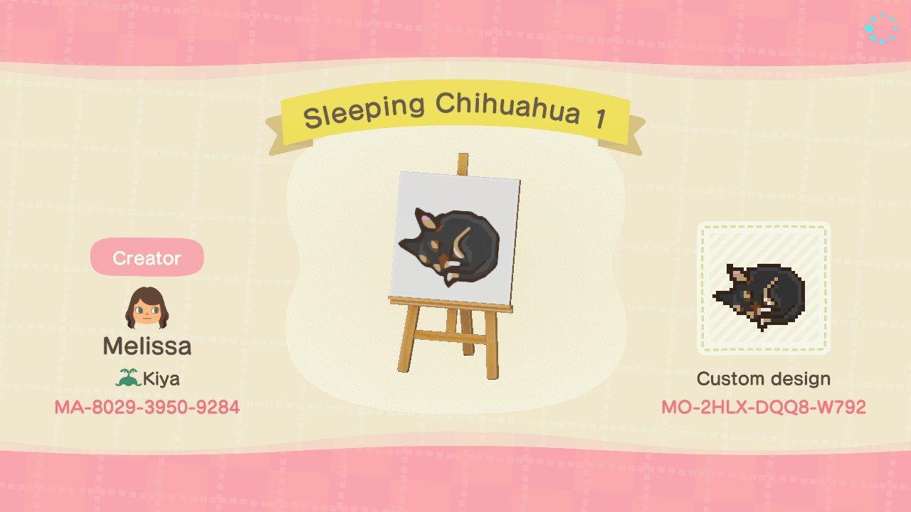 Animal Crossing Design Code: MO-2HLX-DQQ8-W792 Sleeping Chihuahua 1