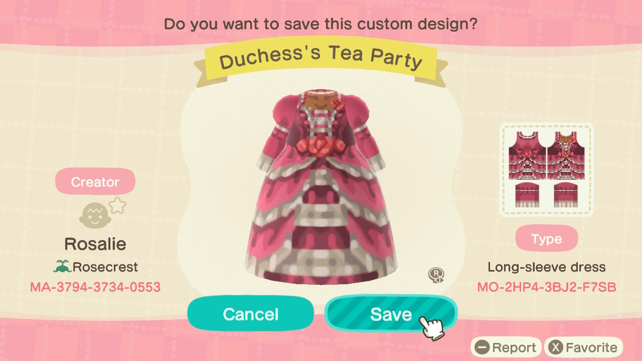 Animal Crossing Design Code: MO-2HP4-3BJ2-F7SB Duchess’ Tea Party