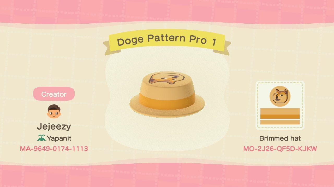 Animal Crossing Design Code: MO-2J26-QF5D-KJKW Doge Hat