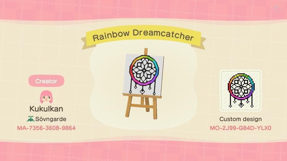 Animal Crossing Design Code: MO-2J99-G84D-YLX0 Rainbow Dreamcatcher