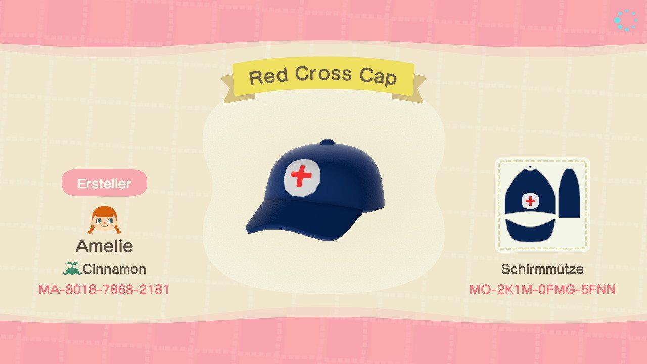 Animal Crossing Design Code: MO-2K1M-0FMG-5FNN Red Cross Cap
