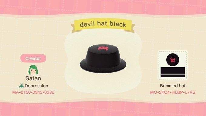 Animal Crossing Design Code: MO-2KA4-HLBP-L7VS Devil Hat Black
