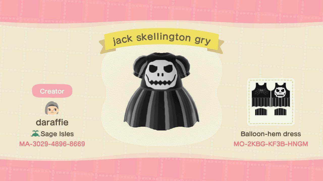 Animal Crossing Design Code: MO-2KBG-KF3B-HNGM Jack Skellington gry