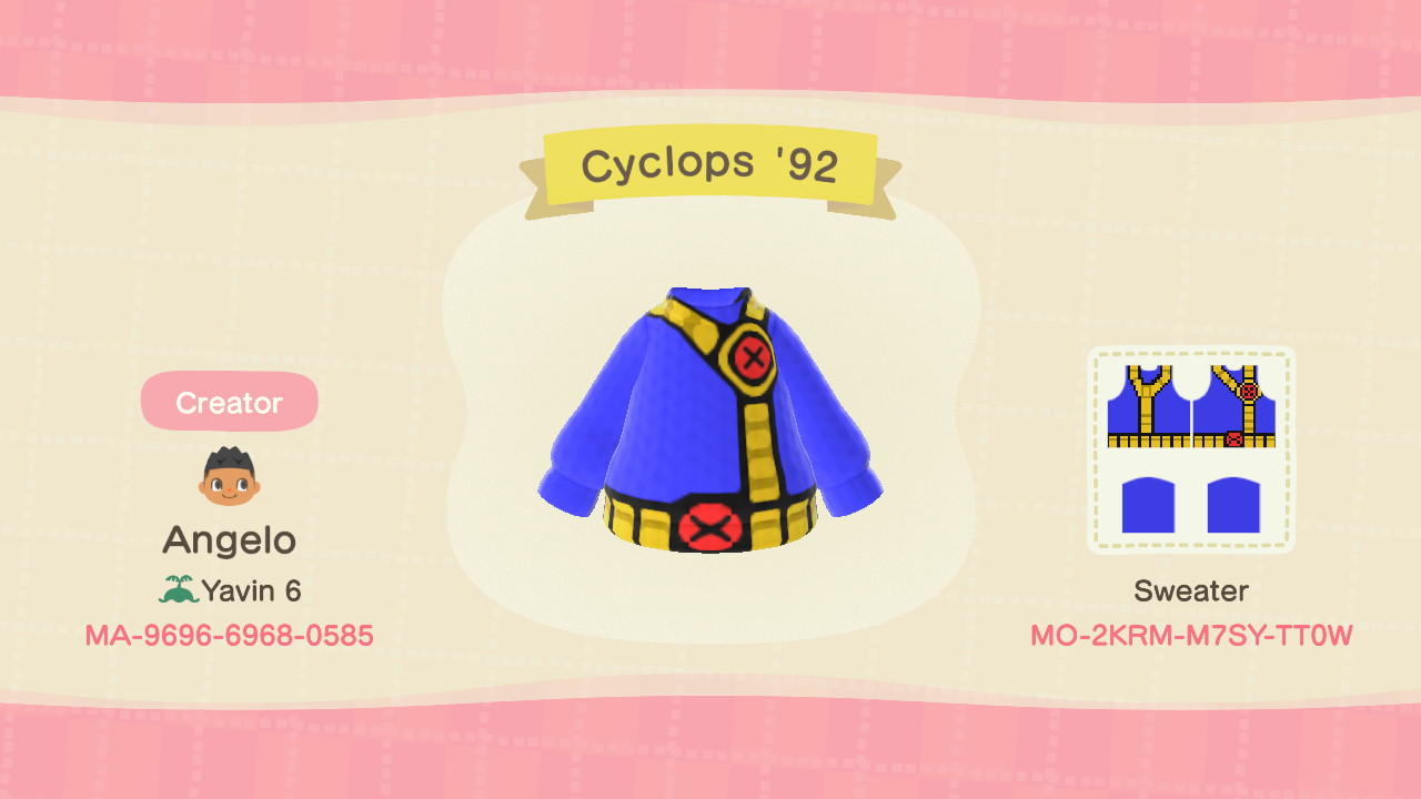 Animal Crossing Design Code: MO-2KRM-M7SY-TT0W Cyclops ‘92