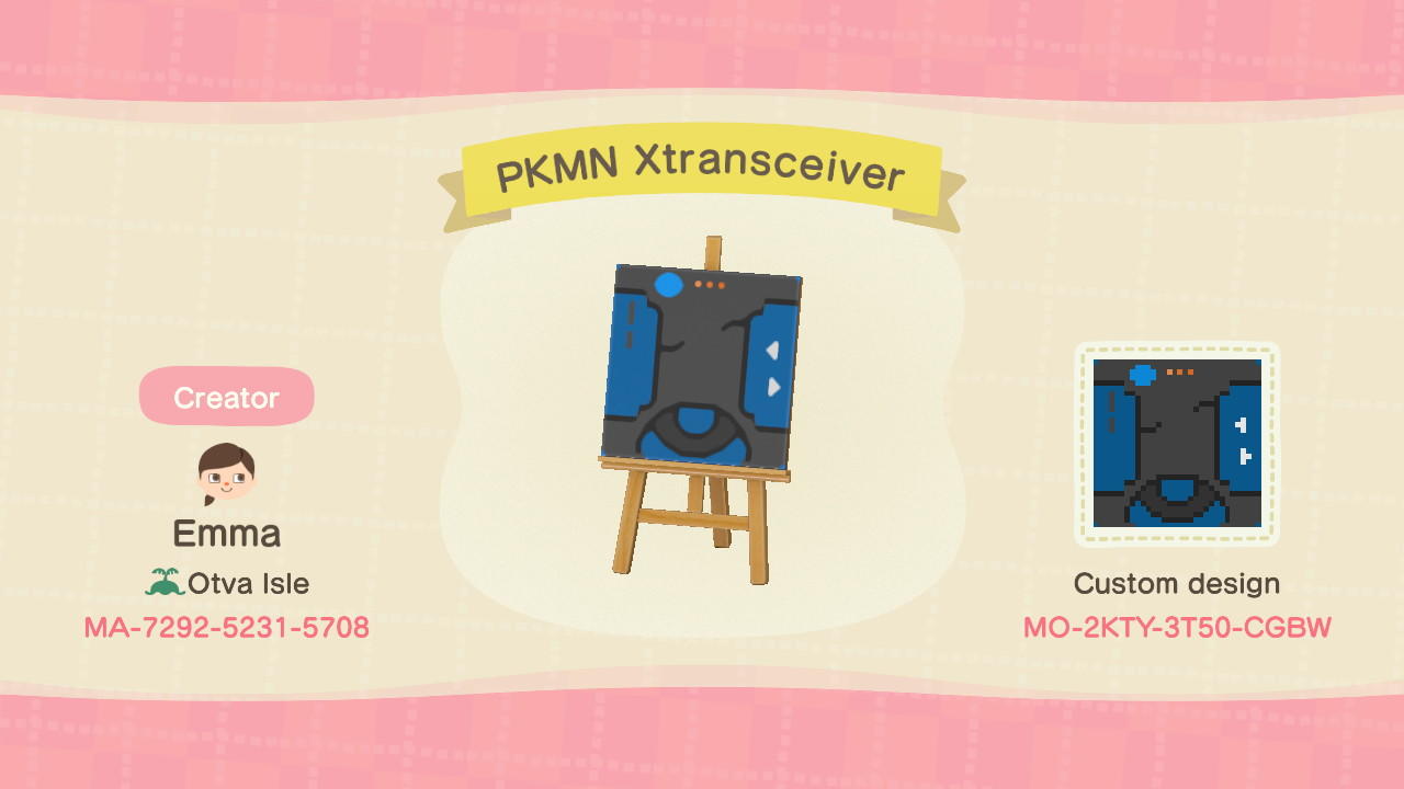 Animal Crossing Design Code: MO-2KTY-3T50-CGBW PKMN Xtransceiver