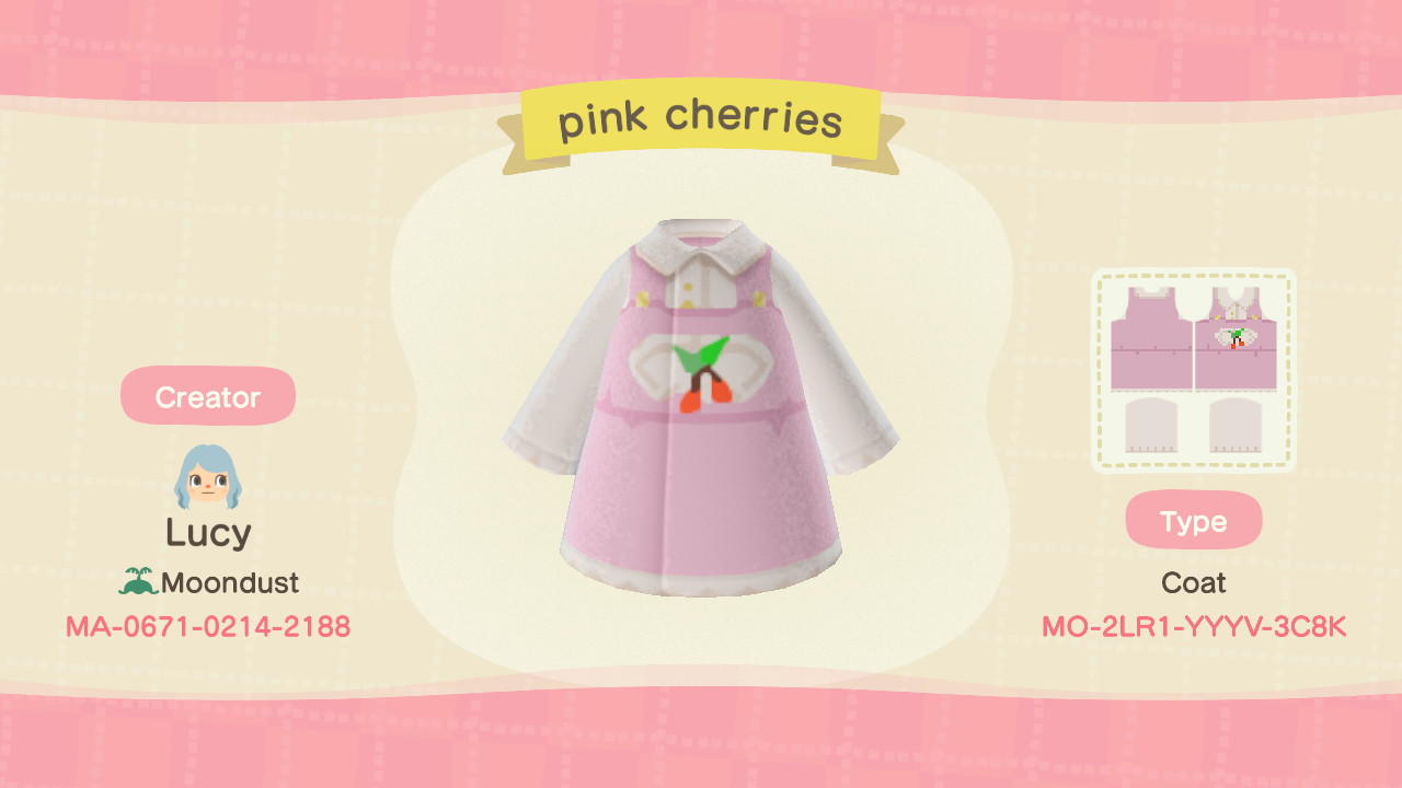 Animal Crossing Design Code: MO-2LR1-YYYV-3C8K pink cherries