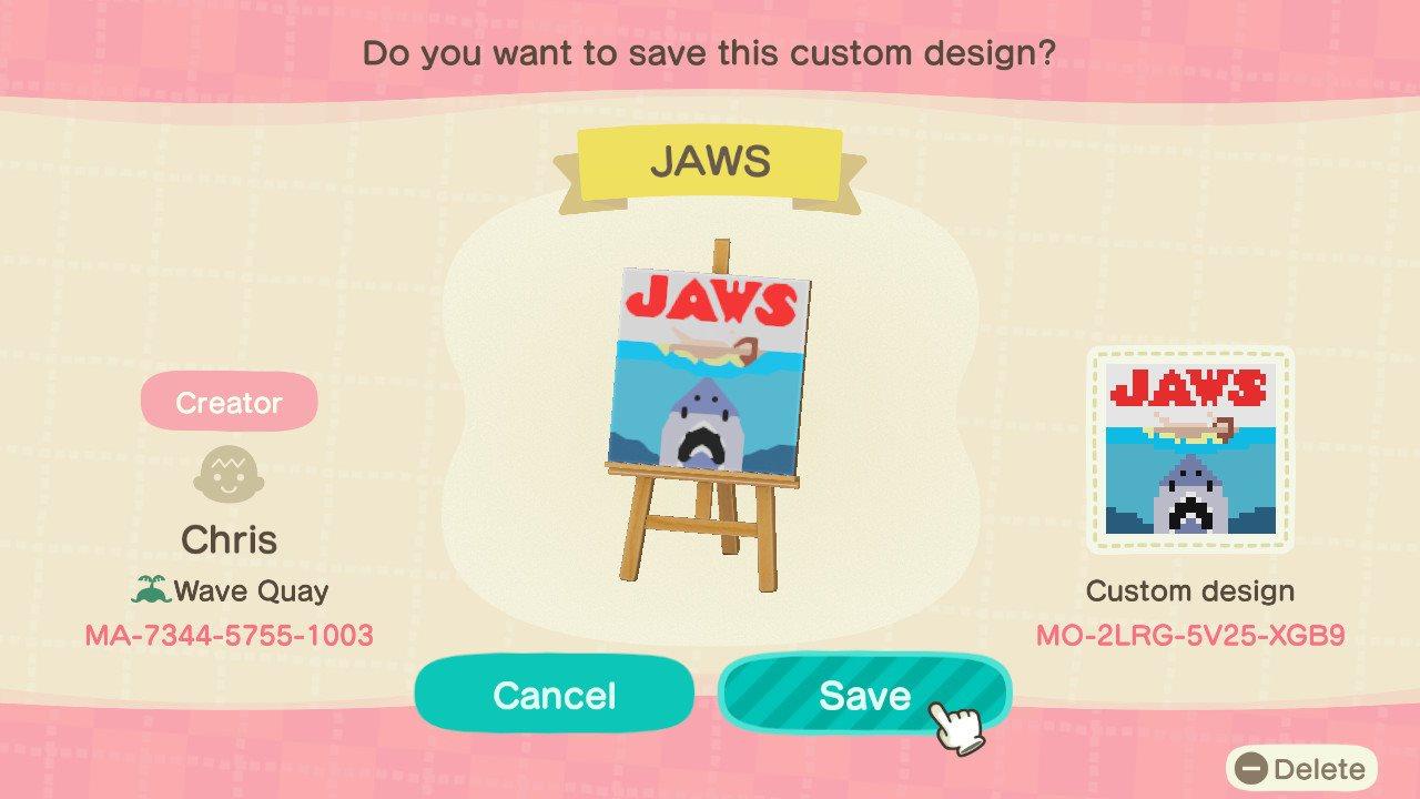 Animal Crossing Design Code: MO-2LRG-5V25-XGB9 JAWS