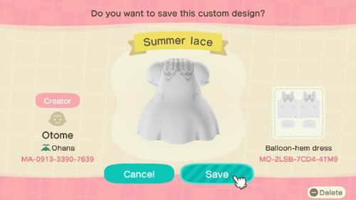 Animal Crossing Design Code: MO-2LSB-7CD4-4TM9 Summer lace