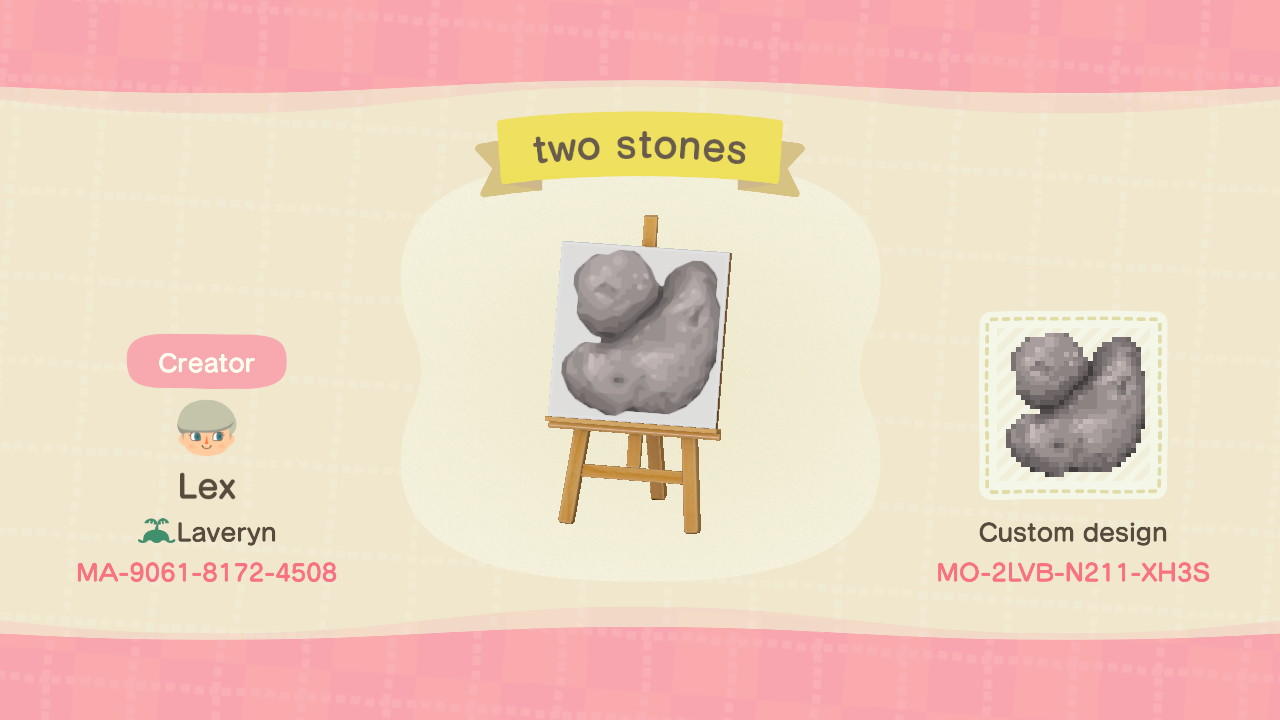 Animal Crossing Design Code: MO-2LVB-N211-XH3S two stones