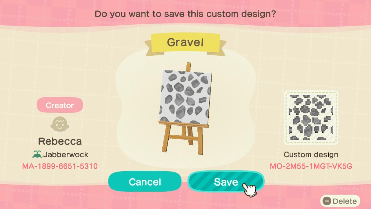 Animal Crossing Design Code: MO-2M55-1MGT-VK5G Gravel