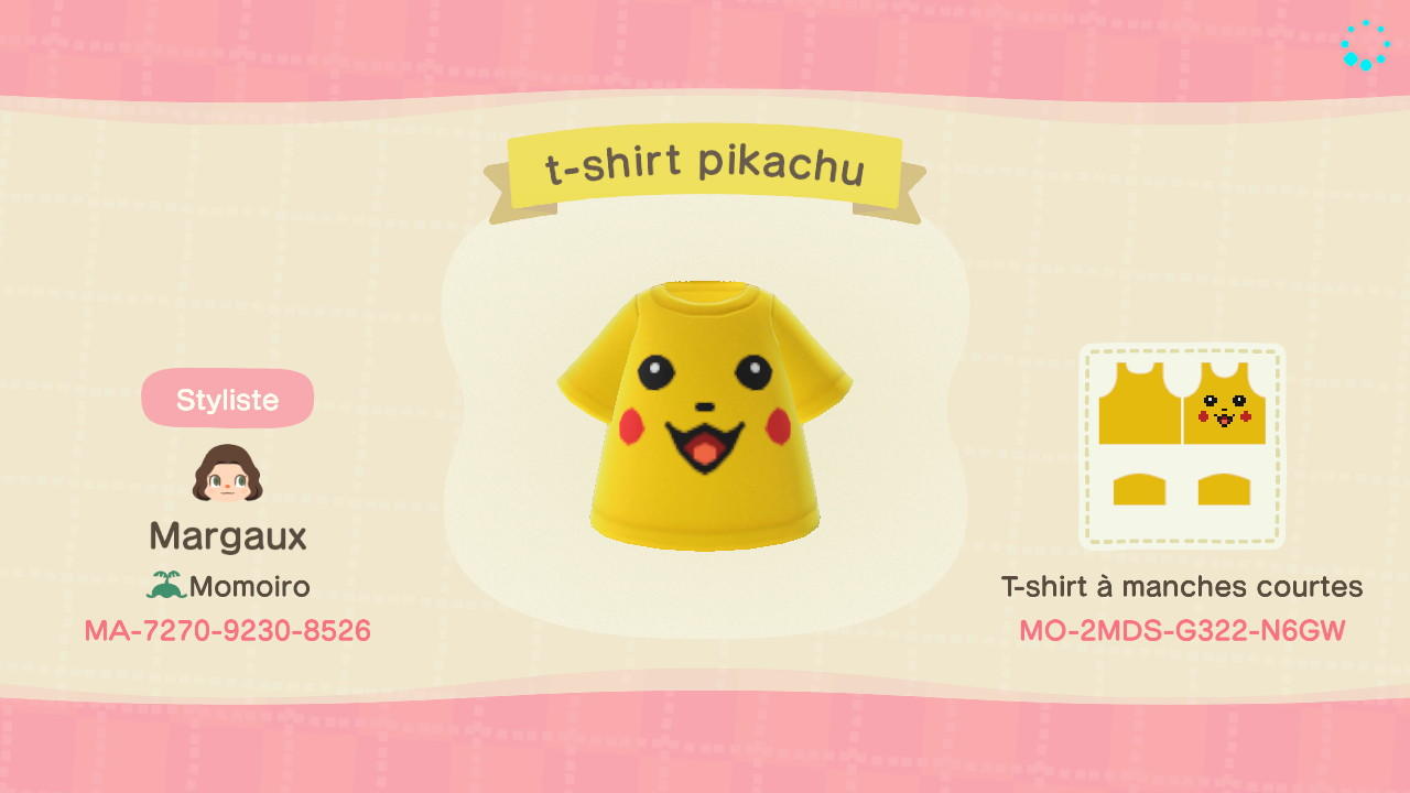 Animal Crossing Design Code: MO-2MDS-G322-N6GW t-shirt pikachu