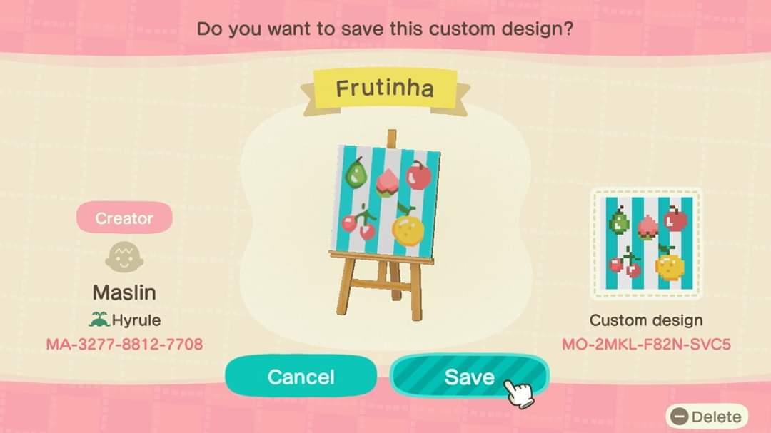 Animal Crossing Design Code: MO-2MKL-F82N-SVC5 Ugly fruits frutas