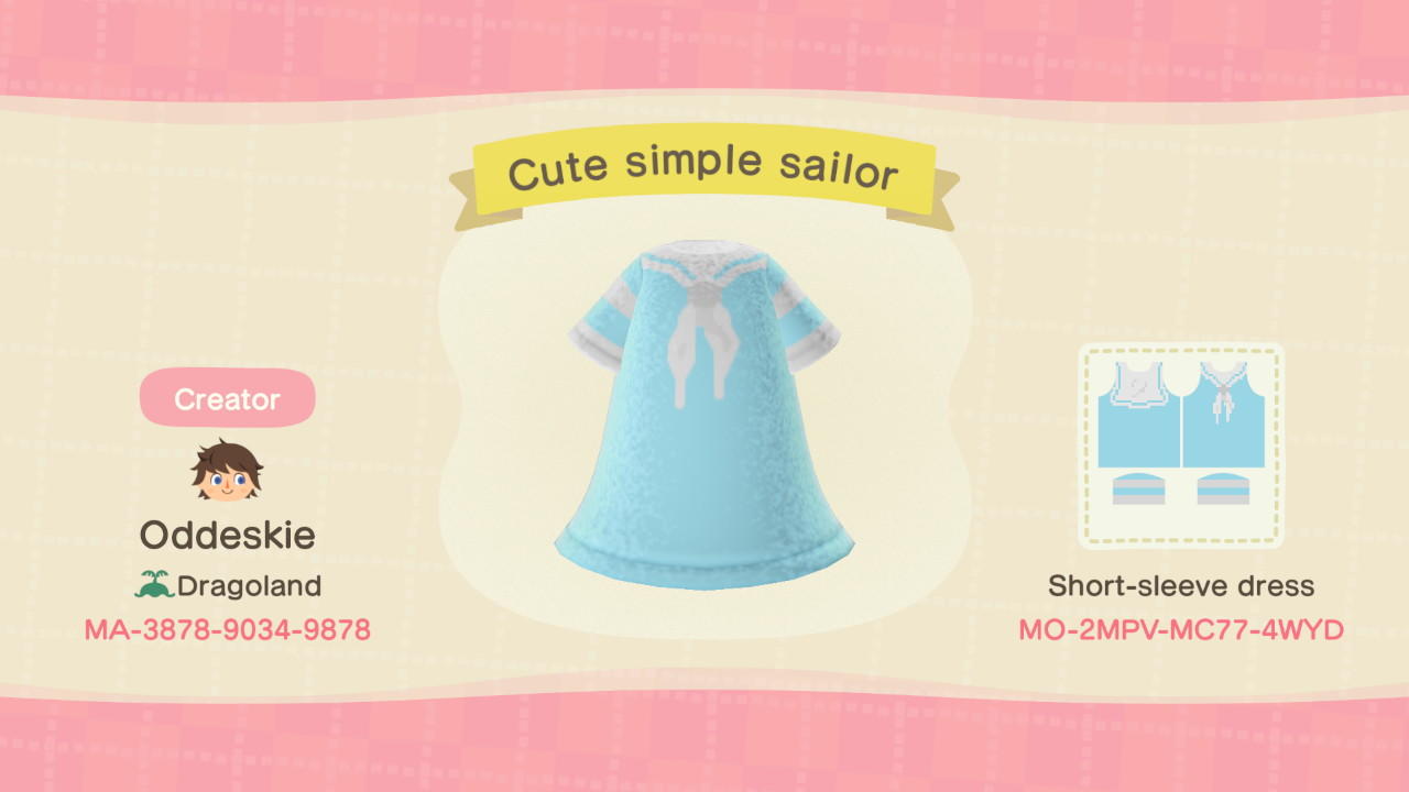 Animal Crossing Design Code: MO-2MPV-MC77-4WYD Cute Simple Sailor