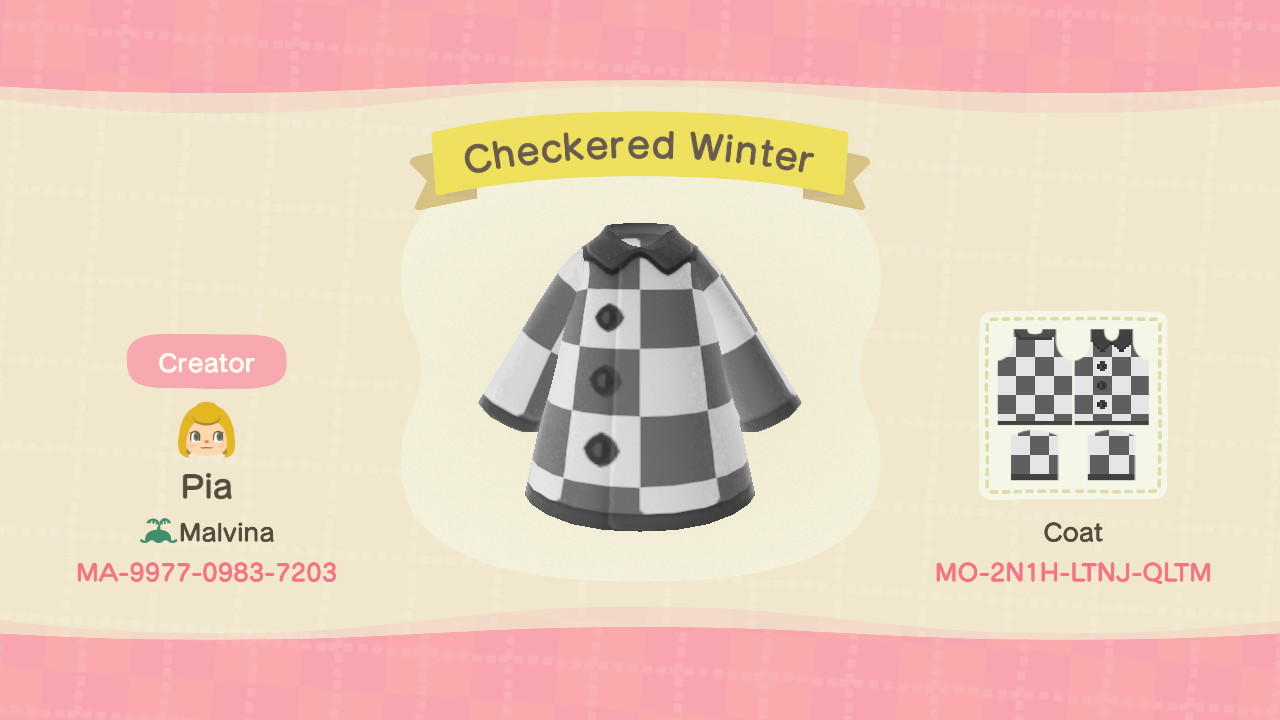 Animal Crossing Design Code: MO-2N1H-LTNJ-QLTM Checkered Winter