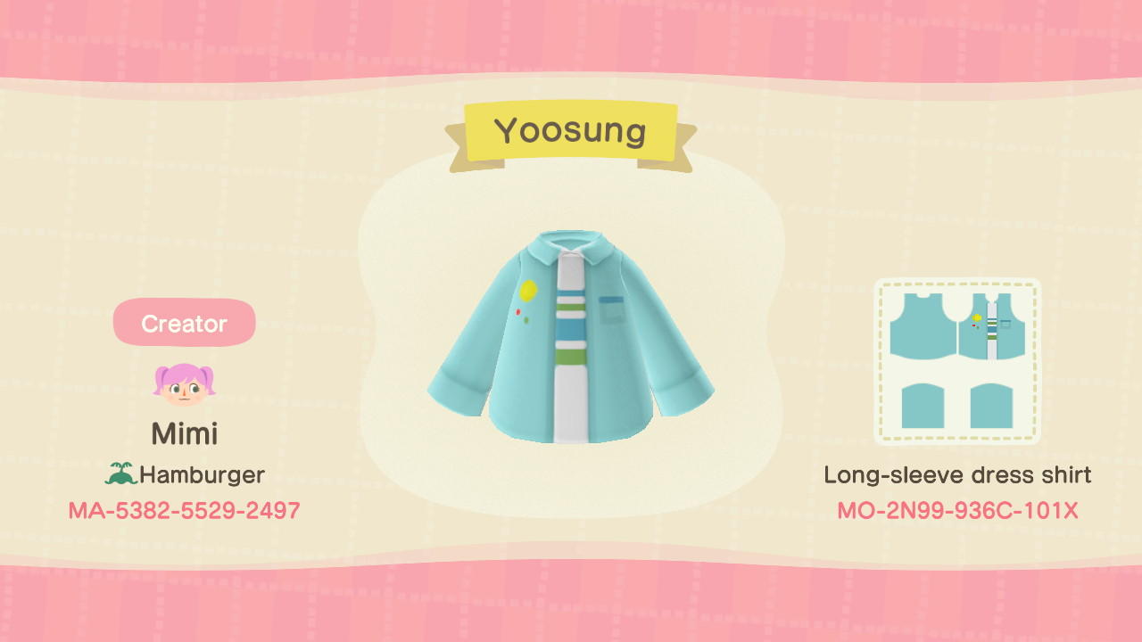 Animal Crossing Design Code: MO-2N99-93C6-101X Yoosung
