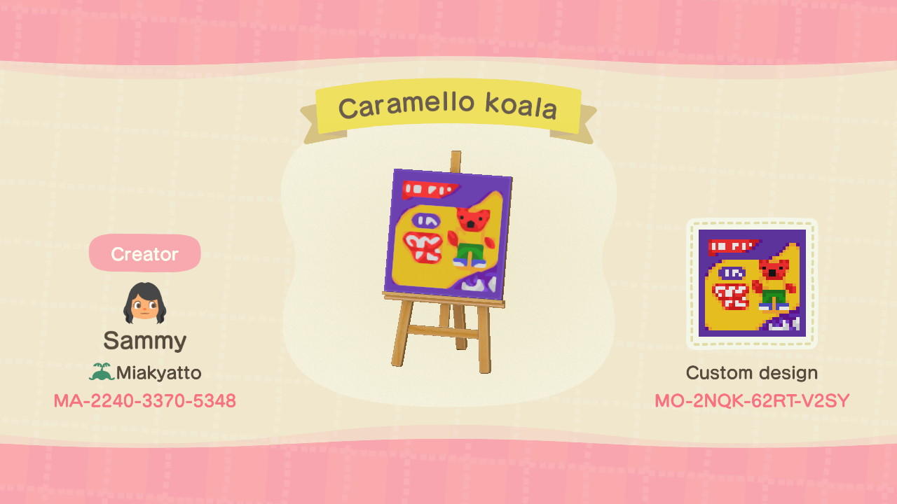 Animal Crossing Design Code: MO-2NQK-62RT-V2SY Caramello koala
