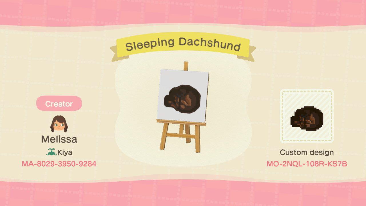 Animal Crossing Design Code: MO-2NQL-108R-KS7B Sleeping Dachshund
