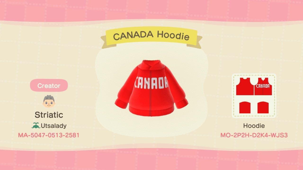 Animal Crossing Design Code: MO-2P2H-D2K4-WJS3 Canada White Letters