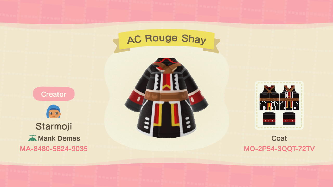 Animal Crossing Design Code: MO-2P54-3QQT-72TV AC Rouge Shay