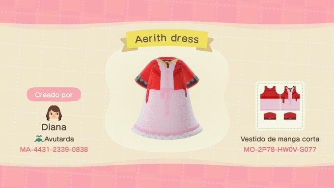 Animal Crossing Design Code: MO-2P78-HW0V-S077 Aerith dress