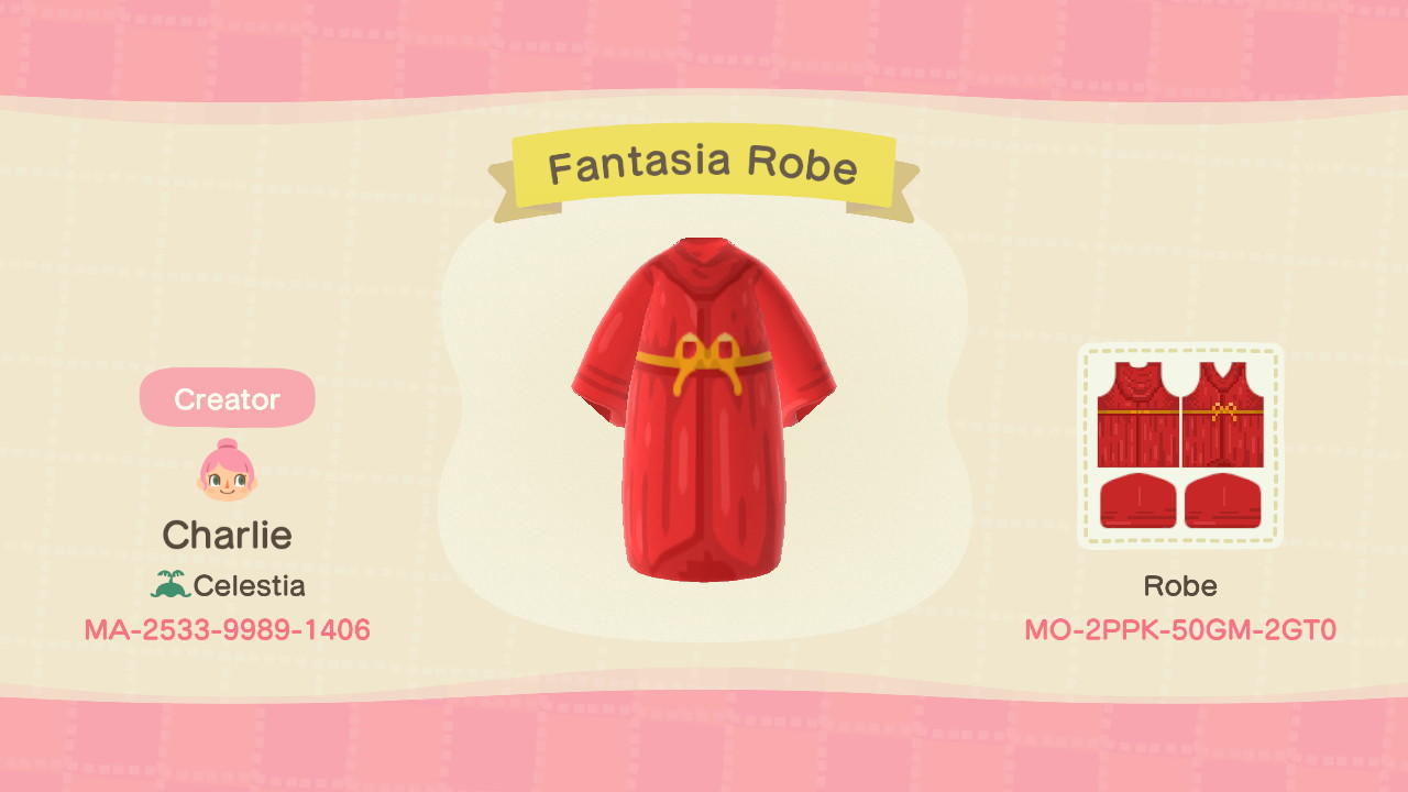 Animal Crossing Design Code: MO-2PPK-50GM-2GT0 Fantasia Robe
