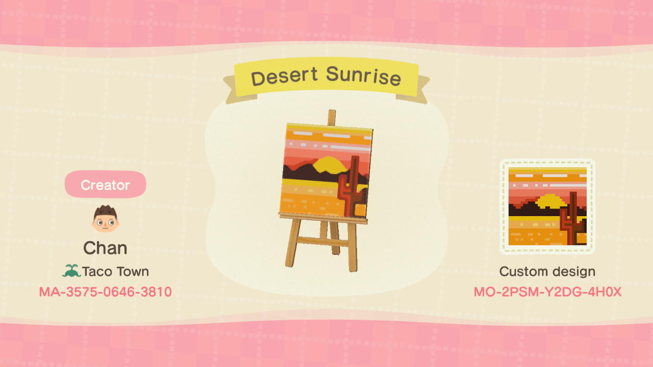 Animal Crossing Design Code: MO-2PSM-Y2DG-4H0X Desert Sunrise