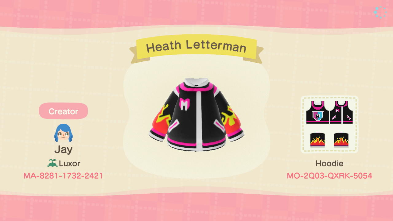 Animal Crossing Design Code: MO-2Q03-QXRK-5054 Heath Letterman