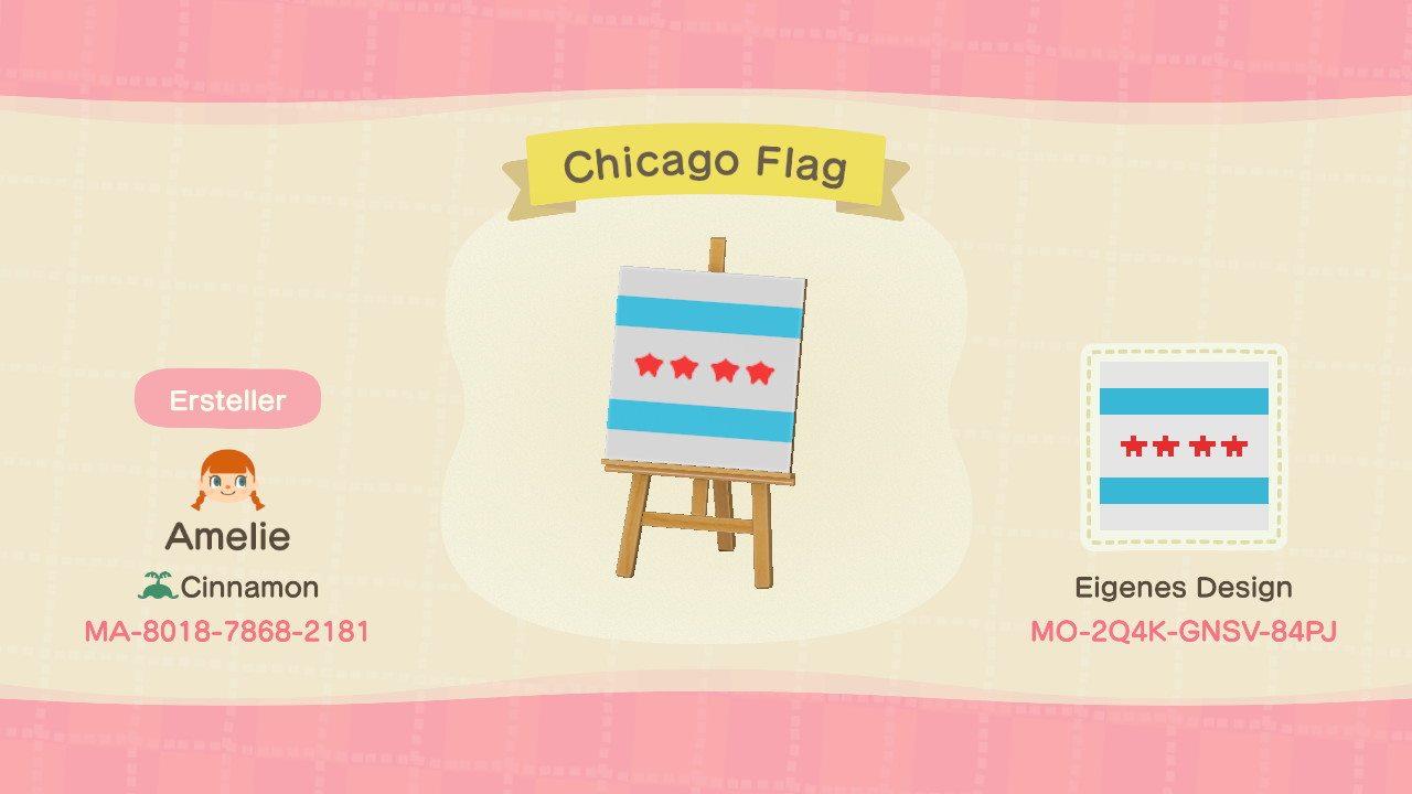 Animal Crossing Design Code: MO-2Q4K-GNSV-84PJ Chicago Flag