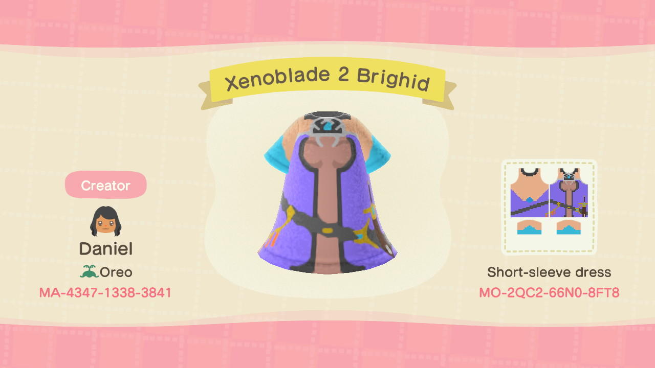 Animal Crossing Design Code: MO-2QC2-66N0-8FT8 Xenoblade 2 Brighid